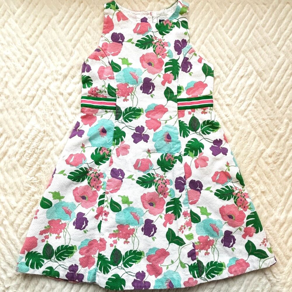 Janie and Jack Girls 6 Floral Fit & Flare Dress Tropical Garden Party Bow